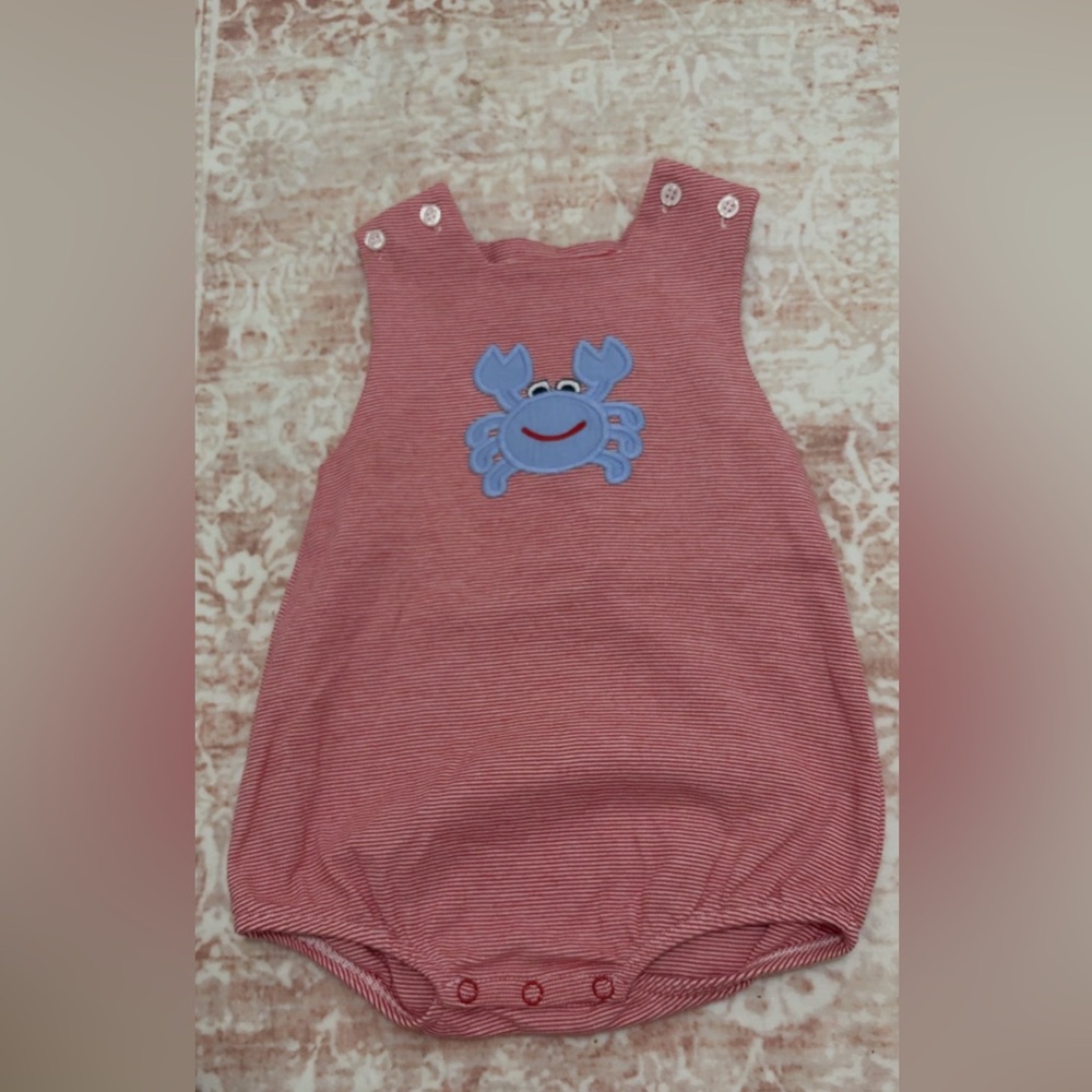 Crab Embroidered Kids Bodysuit - Red
